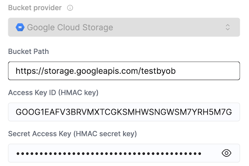 Configure GCP HMAC Key and Secret